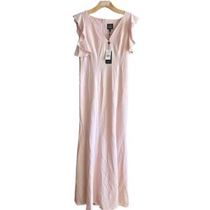 Adrianna Papell Light Pink Ruffle Maxi Dress